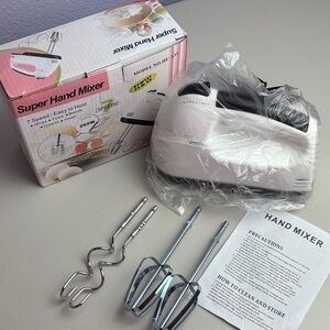 White 7-Speed Hand Mixer with Attachments